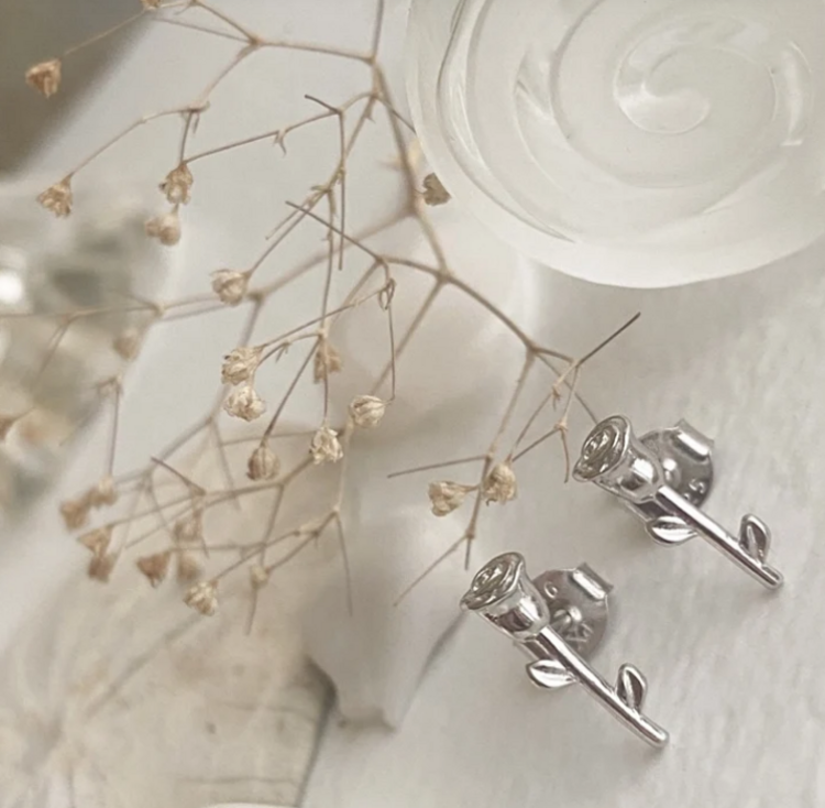 Pika & Bear Pika & Bear Leroux Rose Stud Earrings | Sterling Silver