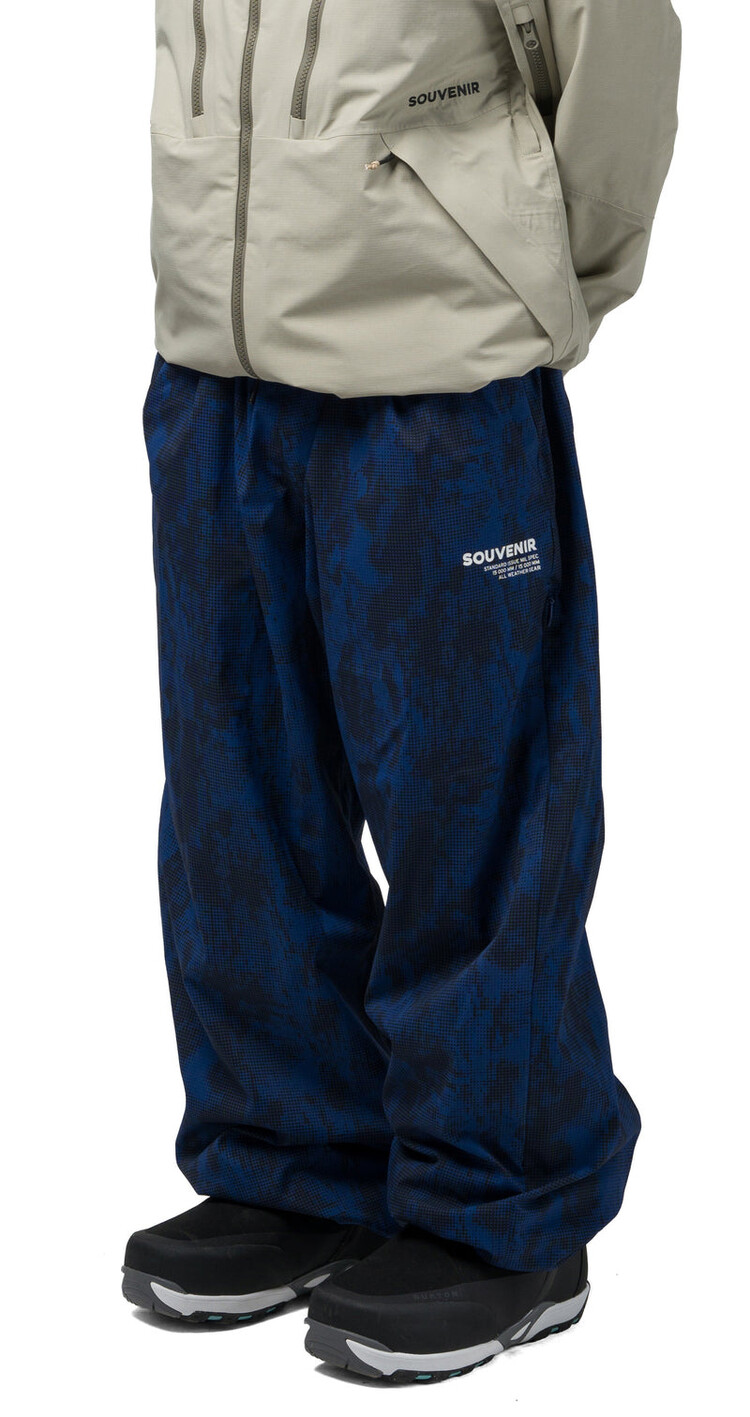 SOUVENIR Souvenir Parachute Pant | Petrol Blue Blotch Print