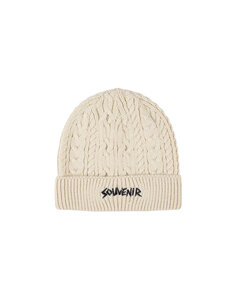 SOUVENIR Cable Knit Beanie | White
