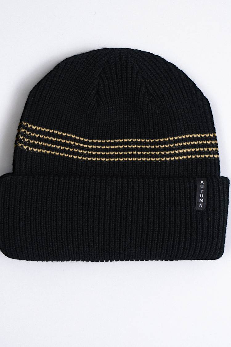 Autumn Mini Stripe Beanie | Black