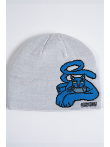 Corduroy Blue Cat By Jamie Lynn Beanie | White