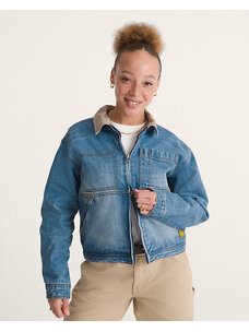 Vans Women's Nicola Cropped Chore Denim Jacket | Distressed Stone
