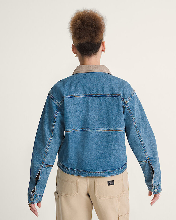 Vans Women's Nicola Cropped Chore Denim Jacket | Distressed Stone