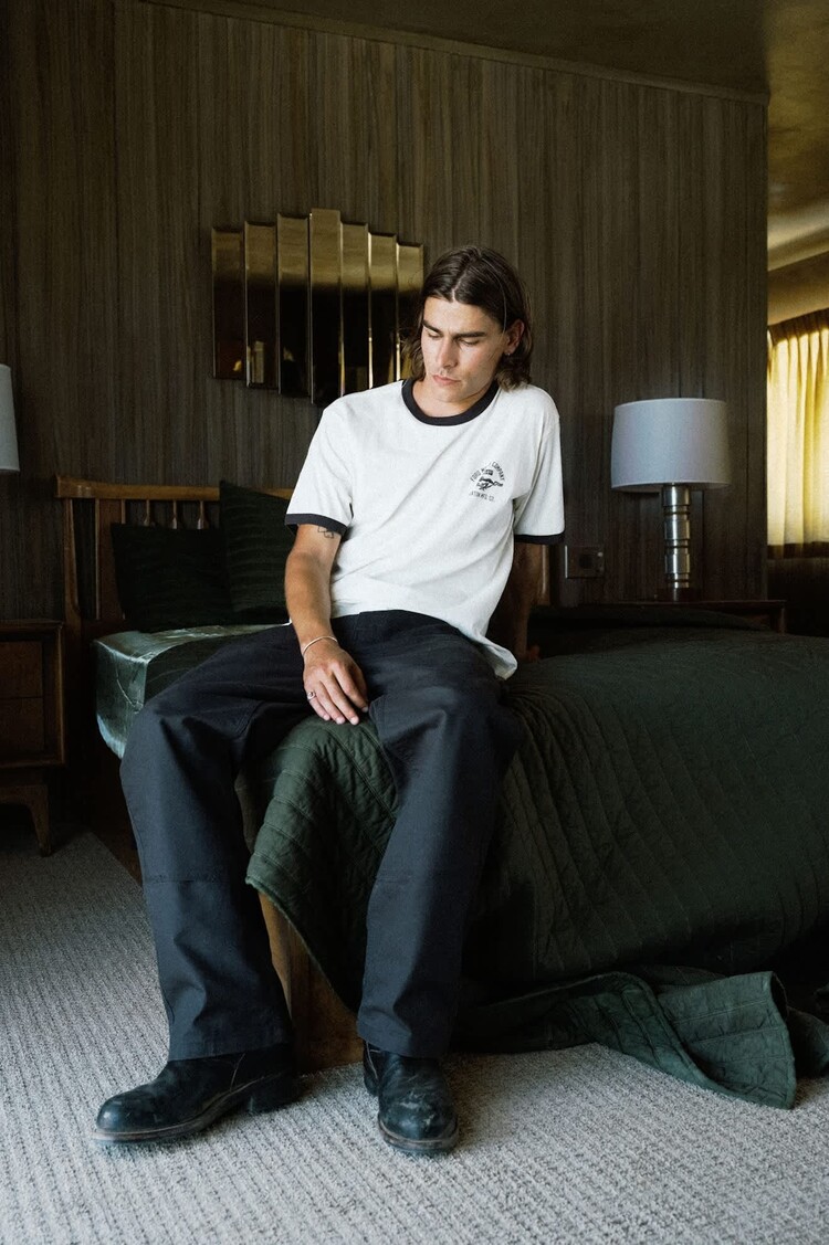Brixton Ford Mustang Ringer Tee | Wimbledon White/Burnt Rubber