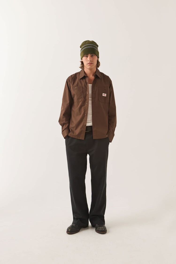 Brixton Trademark L/S Woven | Walnut Brown