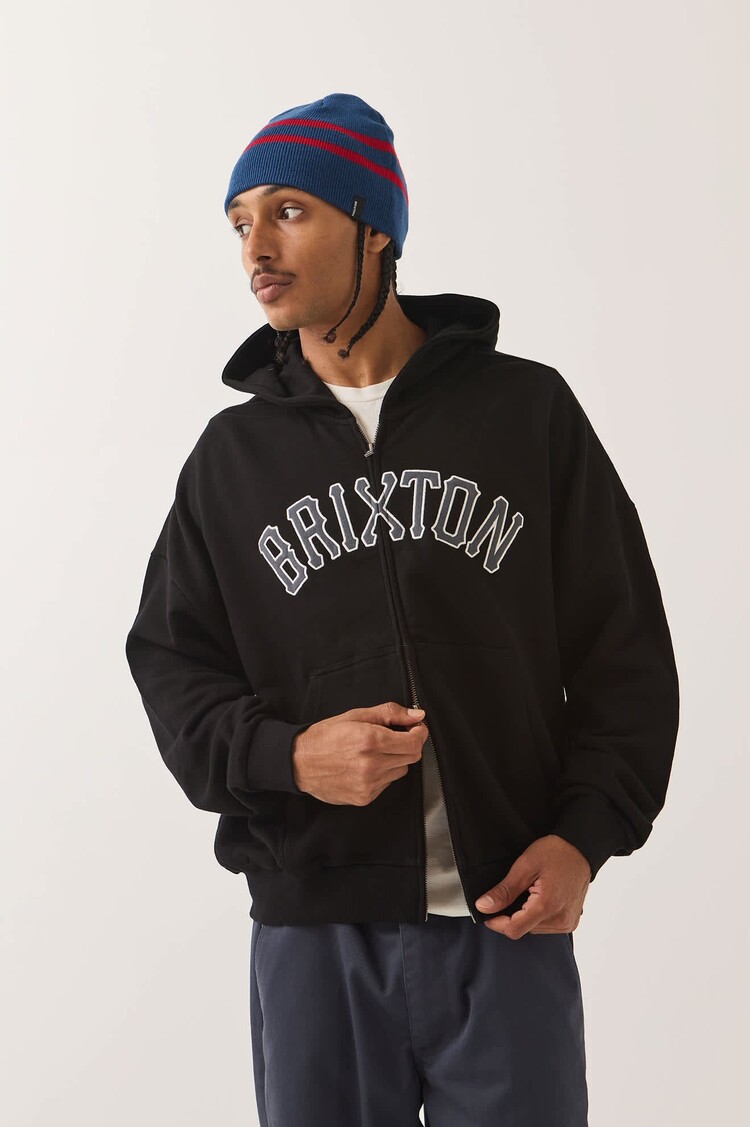 Brixton Dugout Zip Hood Fleece | Black/Grey