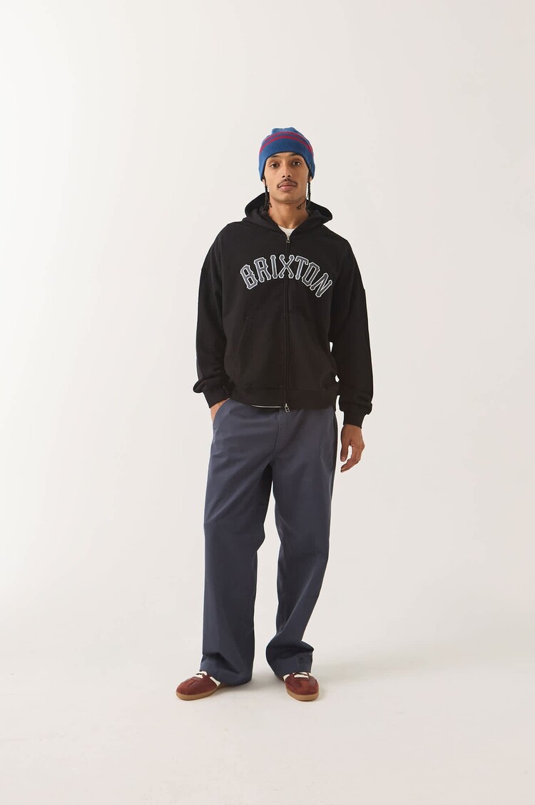 Brixton Dugout Zip Hood Fleece | Black/Grey
