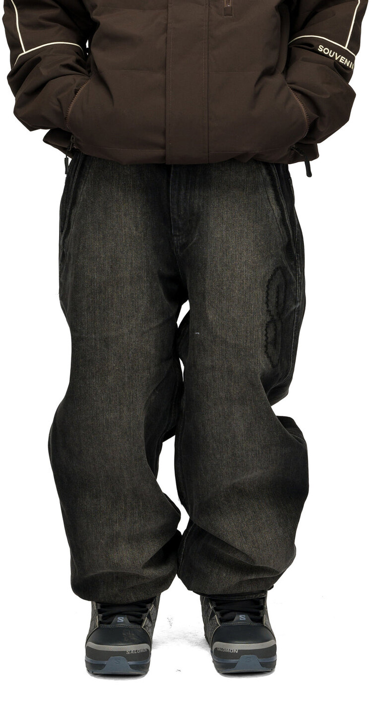 SOUVENIR 3 Ply Denim Snow Pants | Black Denim