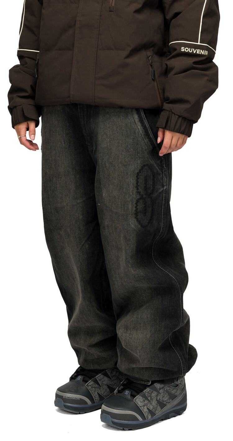 SOUVENIR 3 Ply Denim Snow Pants | Black Denim