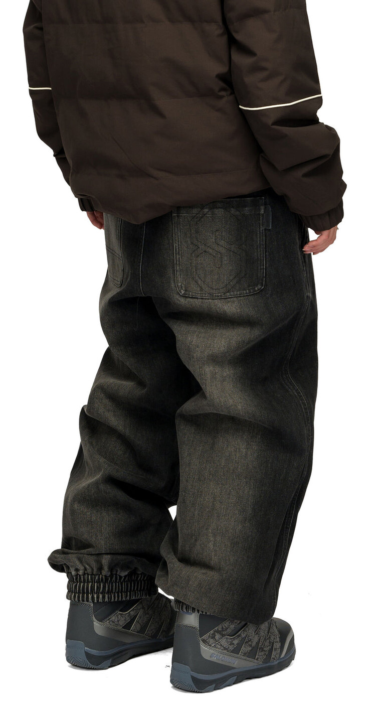 SOUVENIR 3 Ply Denim Snow Pants | Black Denim