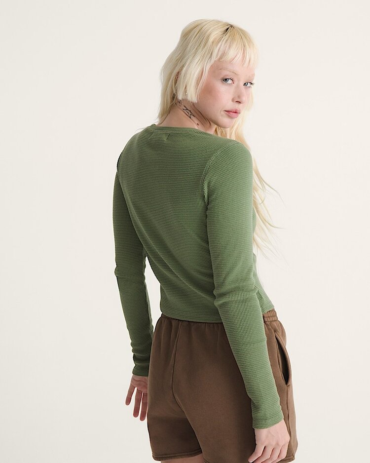 Vans Women's Teri Waffle Long Sleeve 2.0 | Green Balsam