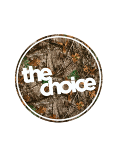 The Choice Shop Circle Logo Sticker 4" | Woodland Camo
