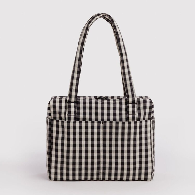 Baggu Small Cloud Carry On | Black and Cream Gingham