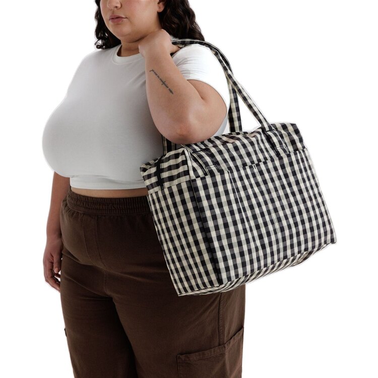 Baggu Small Cloud Carry On | Black and Cream Gingham