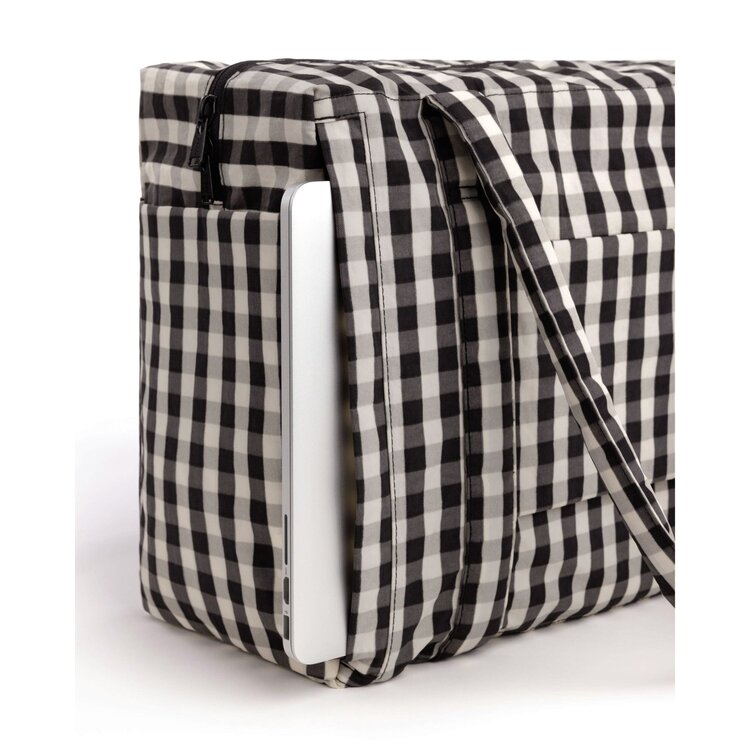 Baggu Small Cloud Carry On | Black and Cream Gingham