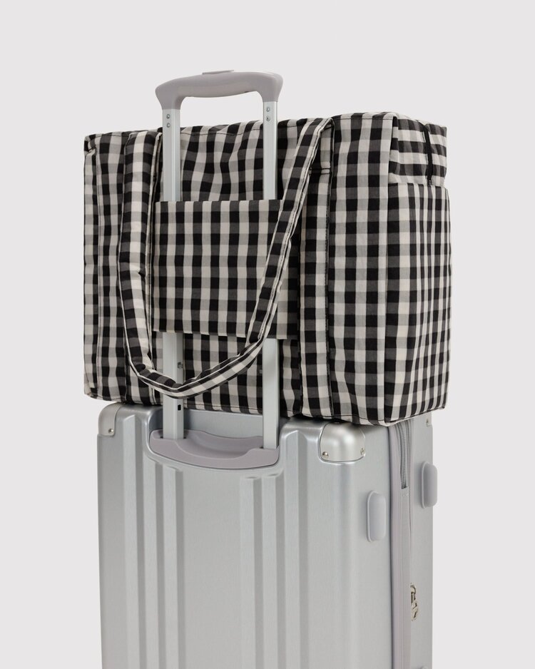 Baggu Small Cloud Carry On | Black and Cream Gingham