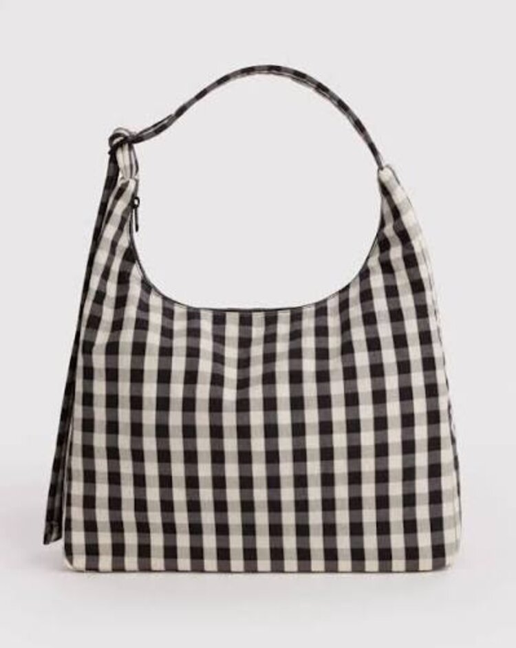 Baggu Nylon Shoulder Bag | Black and Cream Gingham