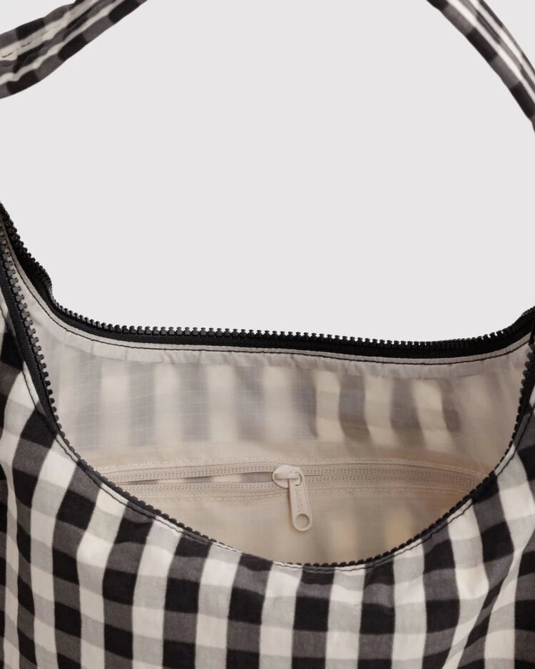 Baggu Nylon Shoulder Bag | Black and Cream Gingham