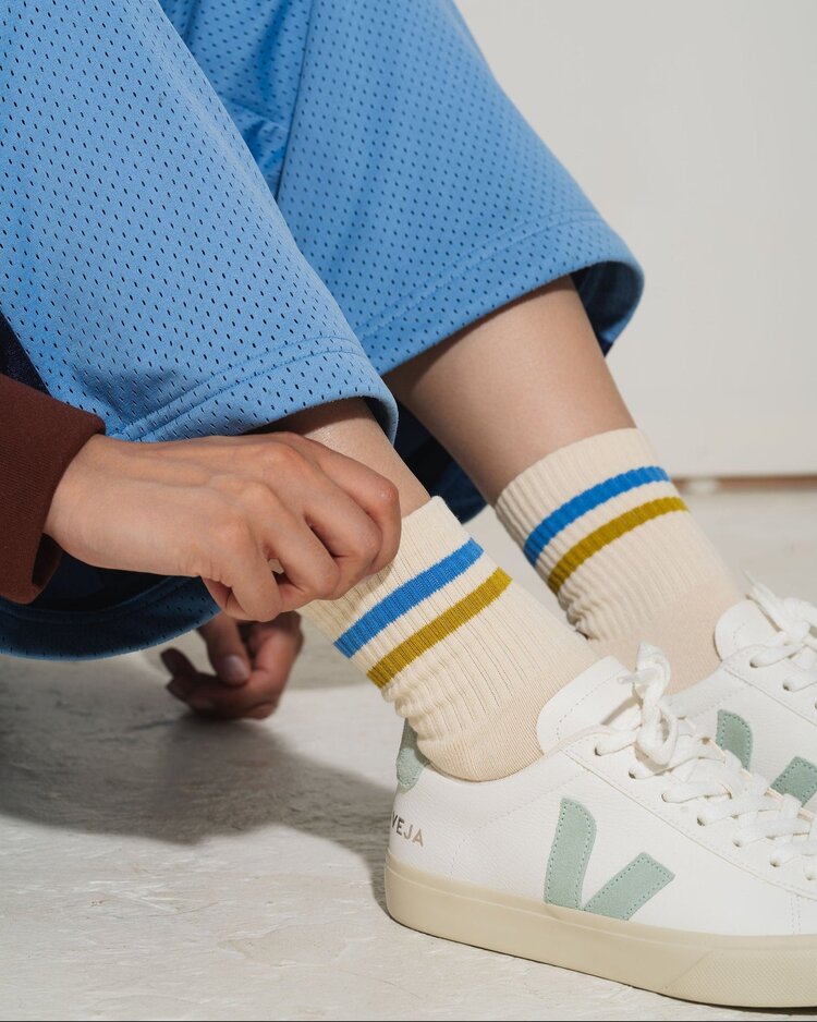 Unified Gym Socks | Blue/Gold Stripe