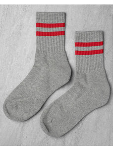 Unified Gym Socks | Grey/Red Stripe