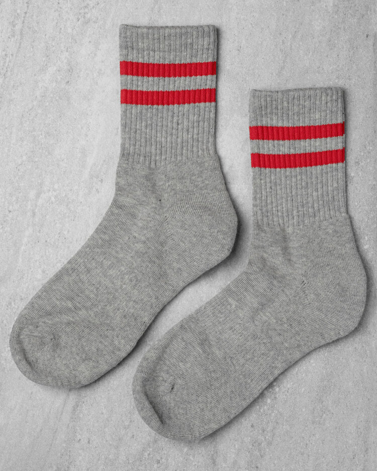 Unified Gym Socks | Grey/Red Stripe