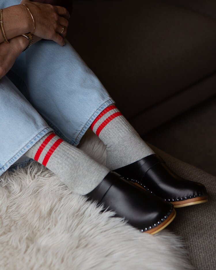 Unified Gym Socks | Grey/Red Stripe