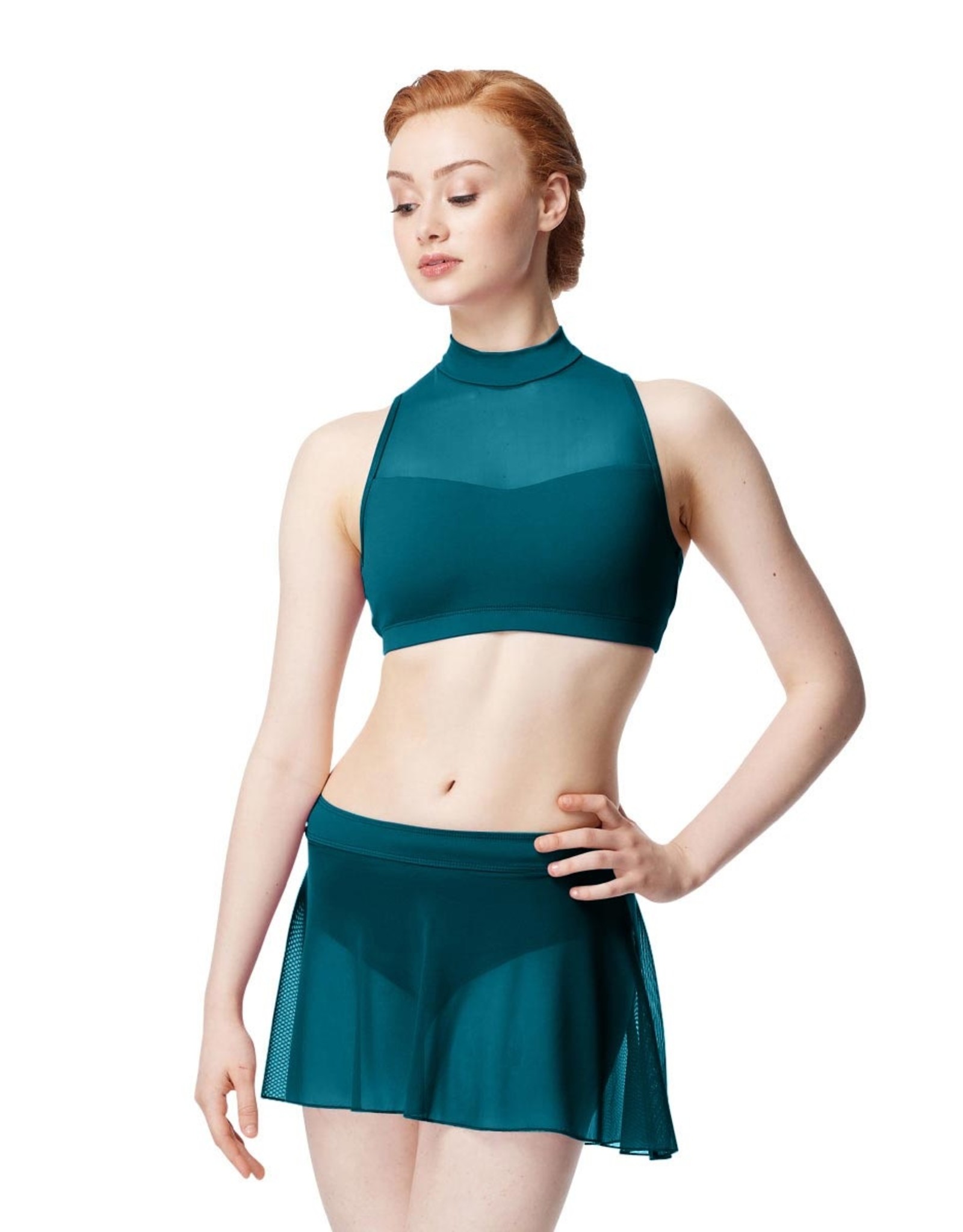 Lulli Dancewear Denize Mesh Mock Neck Bra Crop Top - LUB379 Womens