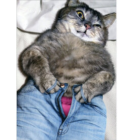 Cat Button Jeans Card