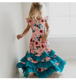 Floral Flutter Sleeve Ruffles Spring Dress