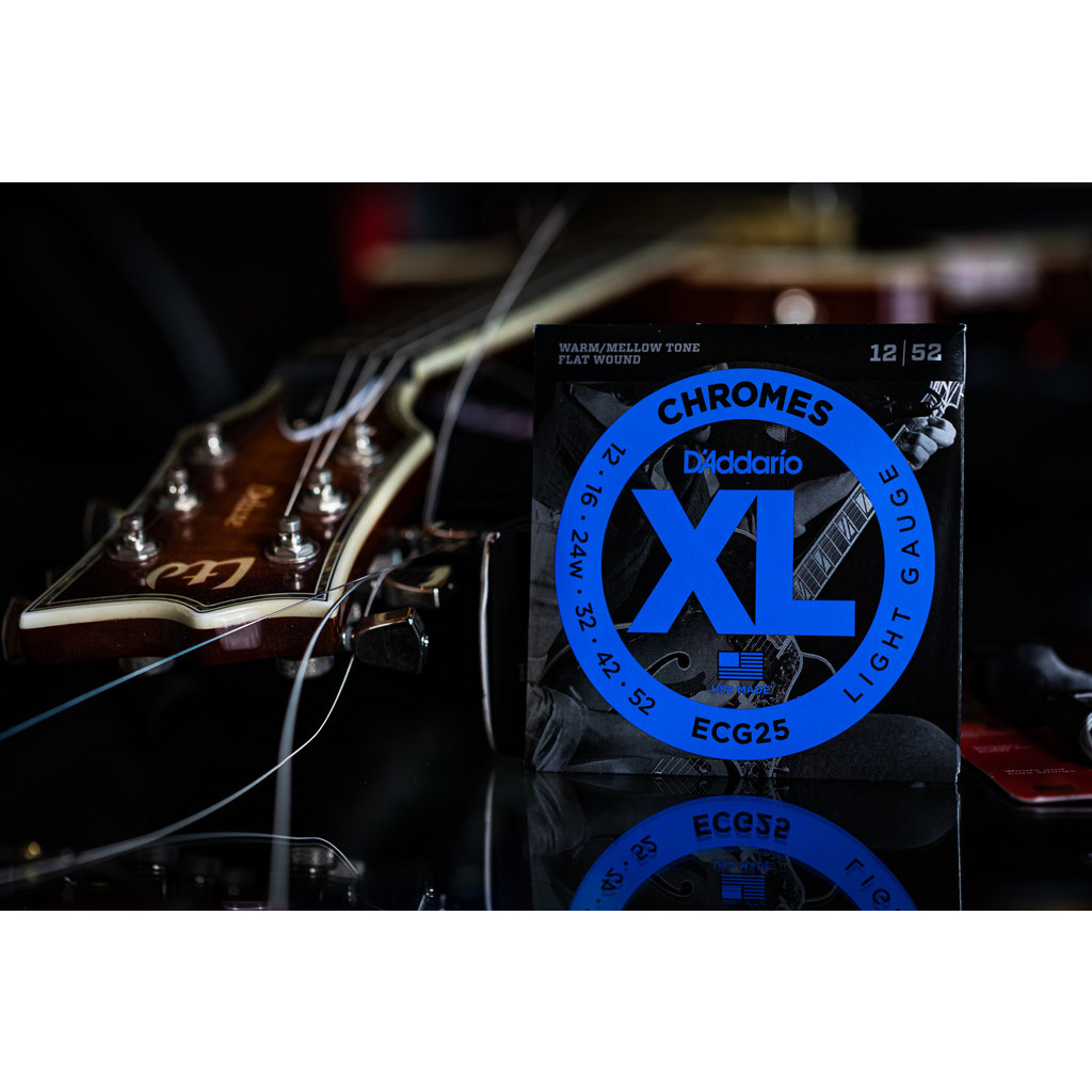 D'Addario D'Addario XL Chromes 12-52 Electric Guitar Strings, Flat Wound, Light