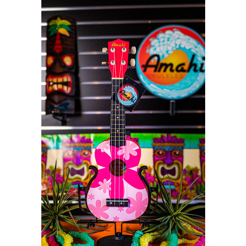 Amahi Amahi Pink Flower Ukulele, Soprano Amahi Amahi Pink Flower Ukulele, Soprano