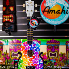 Amahi Amahi Soprano Ukulele with Rainbow Flower Design