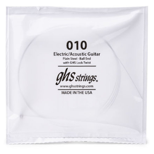 GHS GHS .010 Single Ball End Plain Steel Guitar String GHS GHS .010 Single Ball End Plain Steel Guitar String