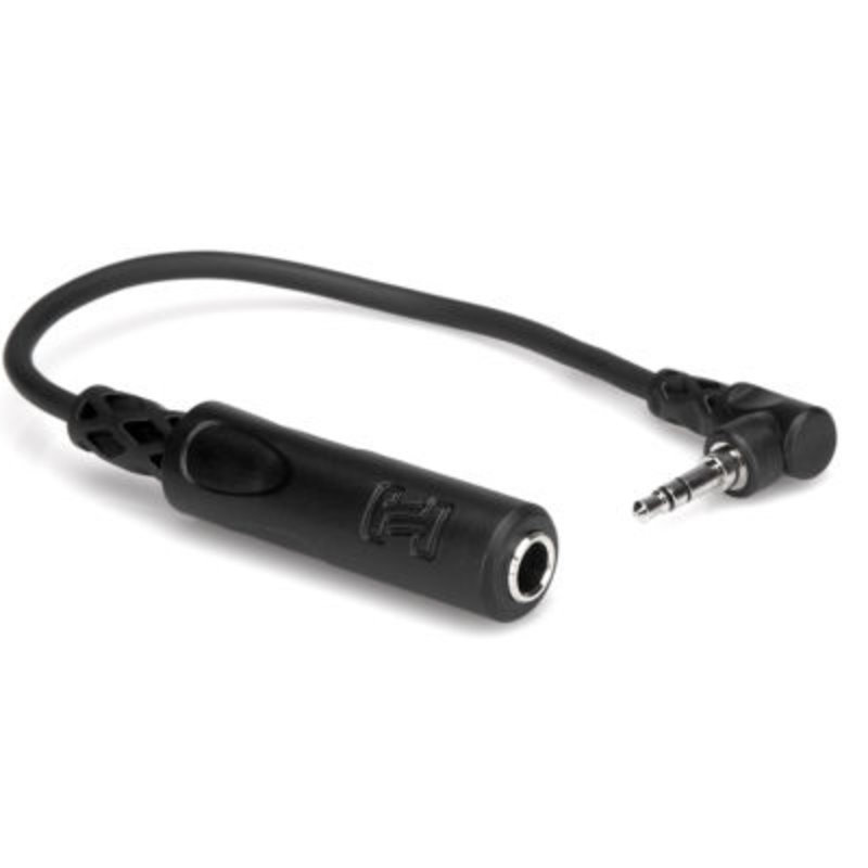 Hosa 6" Headphone Adapter, 1/4 in TRS to Right-angle 3.5 mm