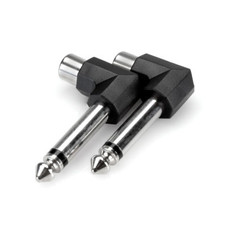Hosa Right-Angle Adapters, RCA to 1/4 in TS (2 Pack)
