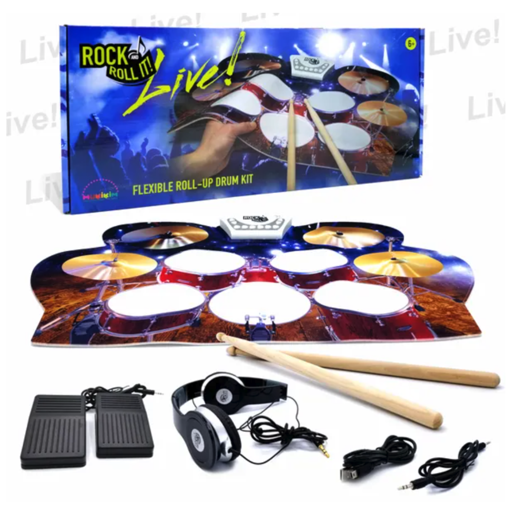 MukikiM MukikiM Rock & Roll It Live Drum - Roll-Up Portable Drum Kit for Kids