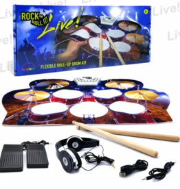 MukikiM MukikiM Rock & Roll It Live Drum - Roll-Up Portable Drum Kit for Kids