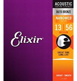 Elixir Elixir 13-56 NANOWEB Coated Acoustic Guitar Strings, 80/20 Bronze