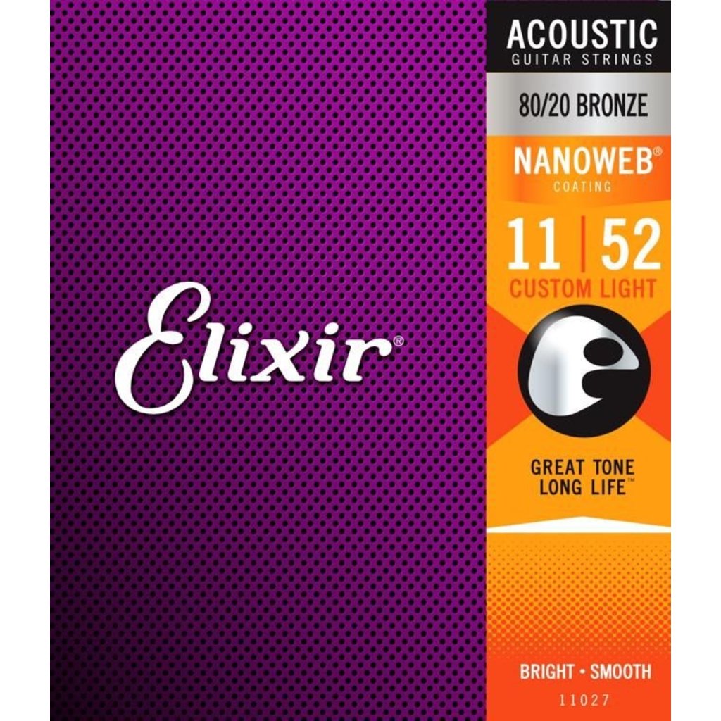 Elixir Elixir 11-52 NANOWEB Coated Acoustic Guitar Strings, 80/20 Bronze