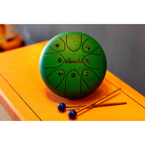 Amahi Amahi 8" Steel Tongue Drum, Green Amahi Amahi 8" Steel Tongue Drum, Green
