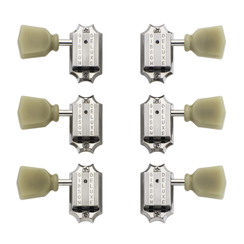 Gibson Gibson Deluxe Green Key Tuner Set, Vintage Nickel