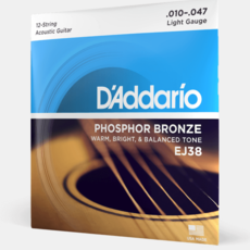 D'Addario D'Addario 10-47 12-String Acoustic Guitar Strings, Phosphor Bronze, Light