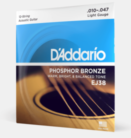 D'Addario D'Addario 10-47 12-String Acoustic Guitar Strings, Phosphor Bronze, Light