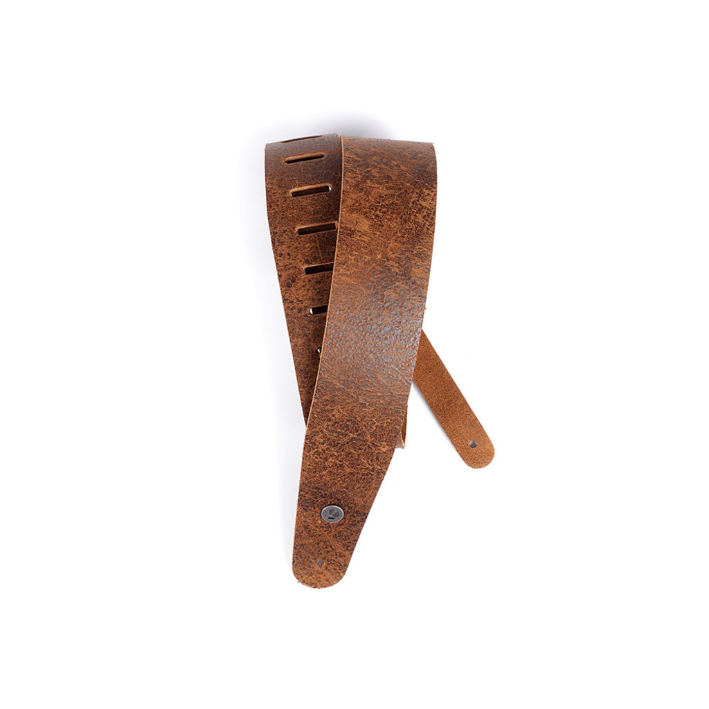 D'Addario D'Addario Brown Blasted Leather Guitar Strap, 2.5"