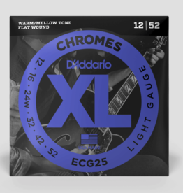 D'Addario D'Addario XL Chromes 12-52 Electric Guitar Strings, Flat Wound, Light