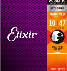 Elixir Elixir 10-47 NANOWEB Coated Acoustic Guitar Strings, 80/20 Bronze