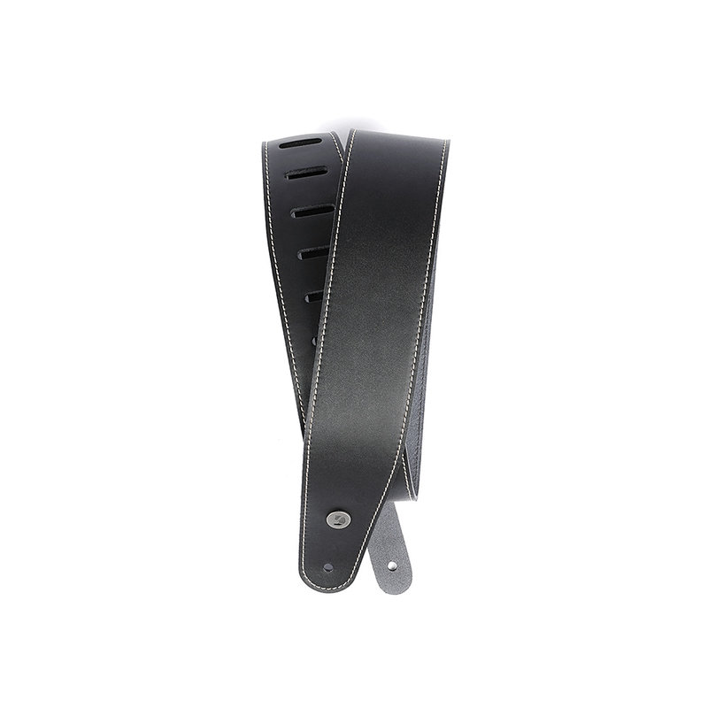 D'Addario D'Addario Classic Leather Guitar Strap, 2.5" (Black with Contrast Stitch)