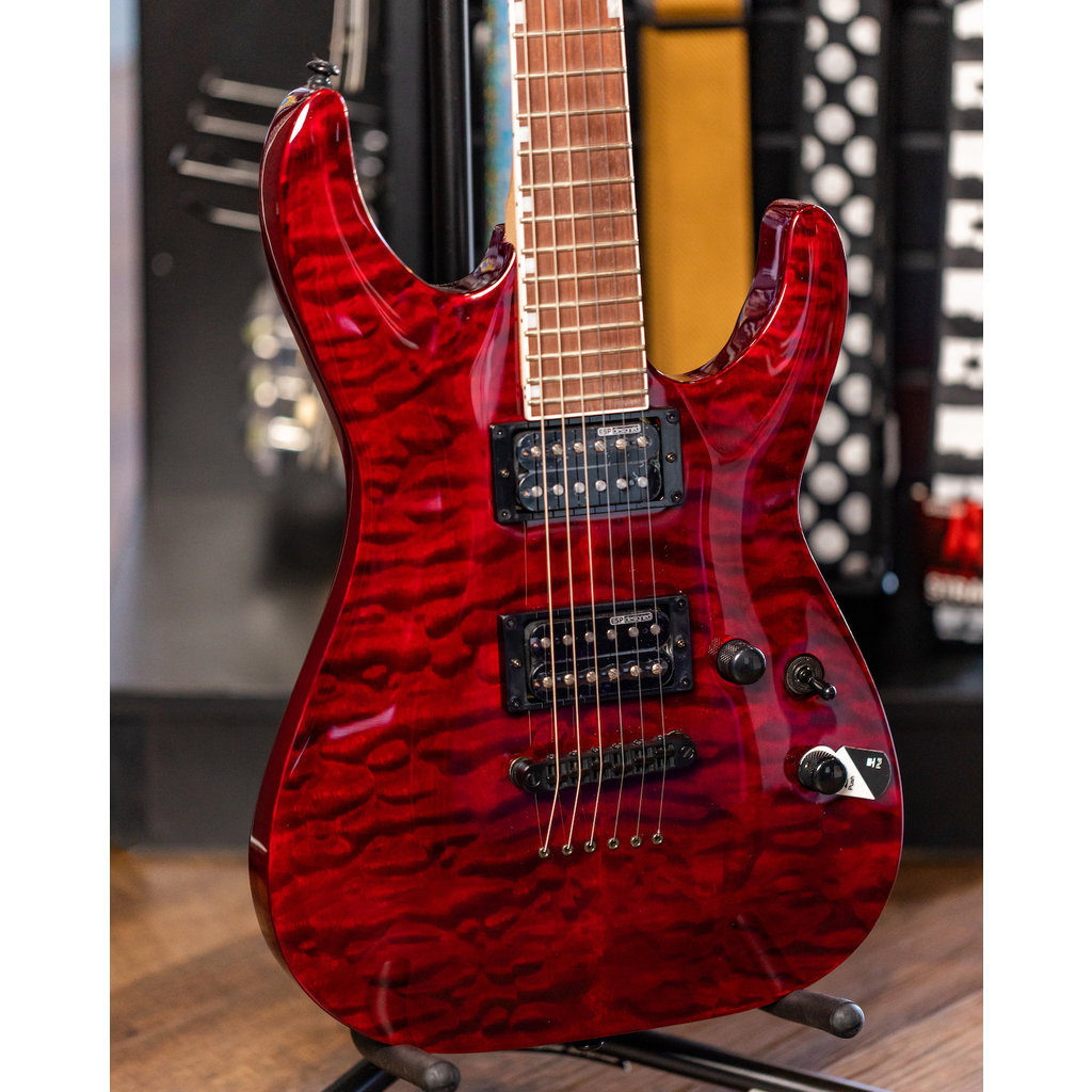 ESP/LTD LTD MH-200QM NT Electric Guitar (See Thru Black Cherry)