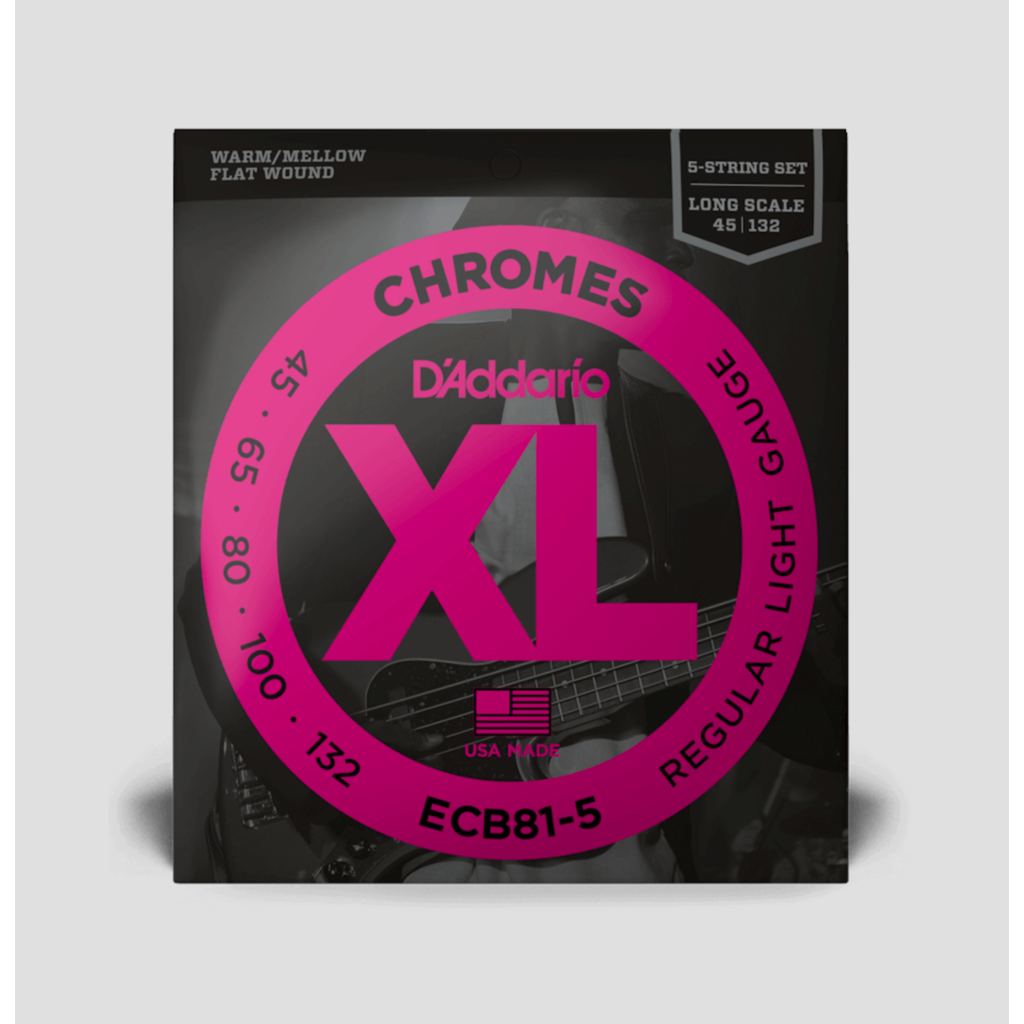 D'Addario D'Addario XL Chromes 45-132 5-String Bass Strings, Long Scale (ECB81-5)