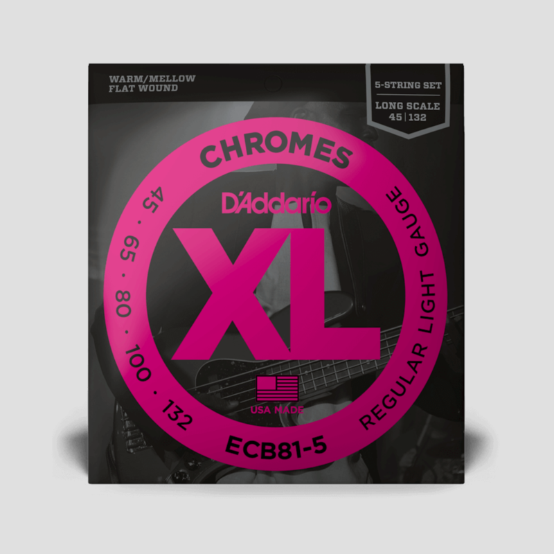 D'Addario D'Addario XL Chromes 45-132 5-String Bass Strings, Long Scale (ECB81-5)